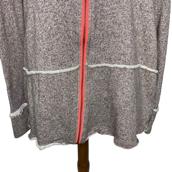 Fresh Produce Swift Front Zip Hooded Jacket With Raw Edges Size M/L Brown Coral - Picture 3 of 9